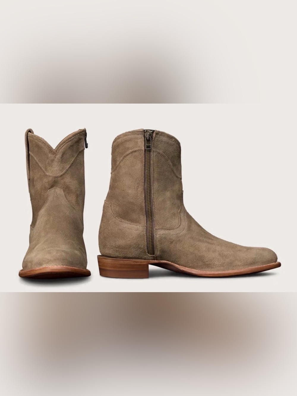 Tecovas The Dean Men’s Zip Up Brown Suede Leather Boots Size 10 Western